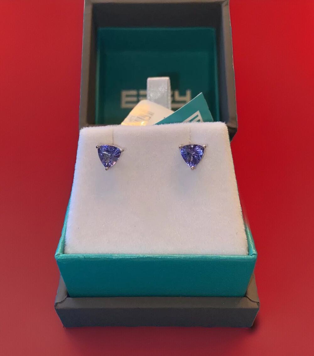 NEW! Effy Tanzanite & Sterling Silver Triangle Stud Earrings/A Great Gift !